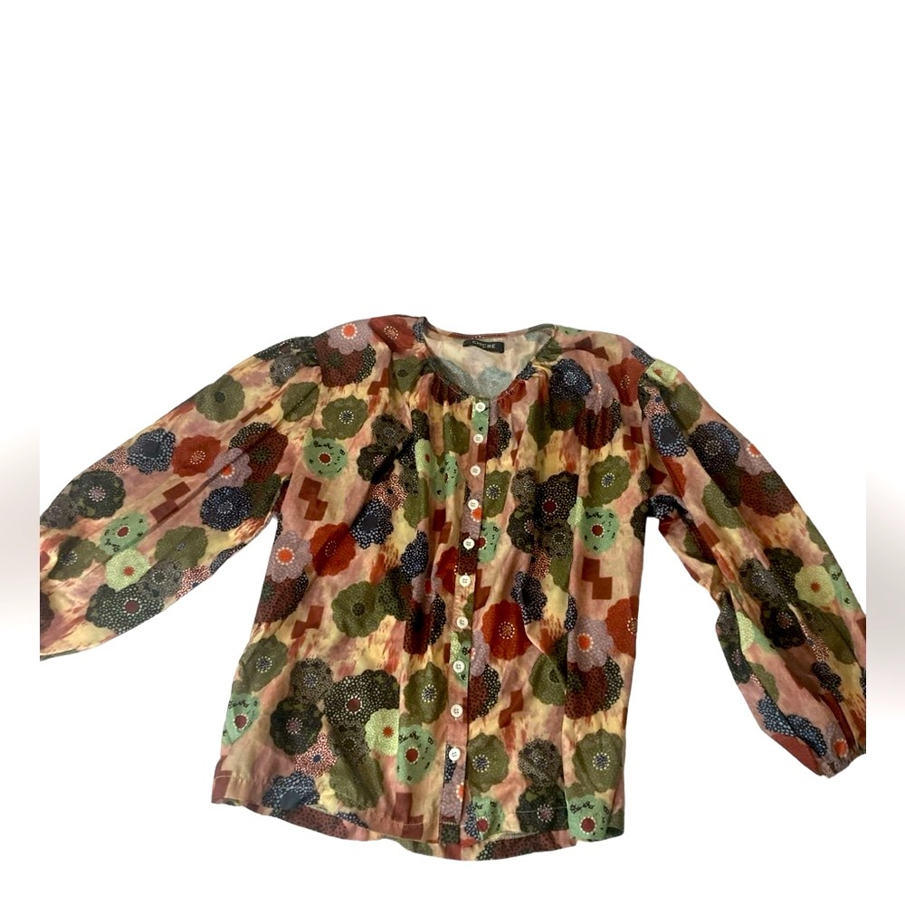 Chic Me Boho Peasant Blouse- Floral Patterned Top-size M- feels like silk!
